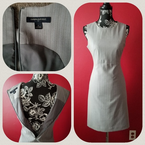 GRAY PIN STRIPE BANANA REPUBLIC DRESS - Picture 2 of 4